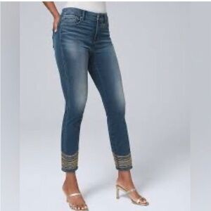 WHBM The Slim Crop Midrise Jeans with Beaded Hem